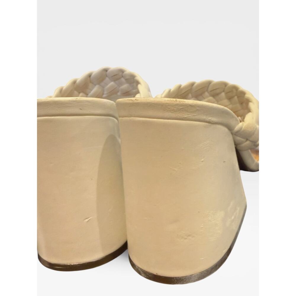 SCHUTZ Elida Braided Leather Block Heel Slide Sandal White 8 GUC - Picture 7 of 8